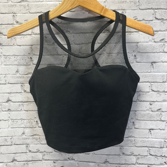 KIAVA Black Sweetheart Swim Tank Top w/Built In Bra Mesh Racerback Women’s Small - Picture 1 of 9